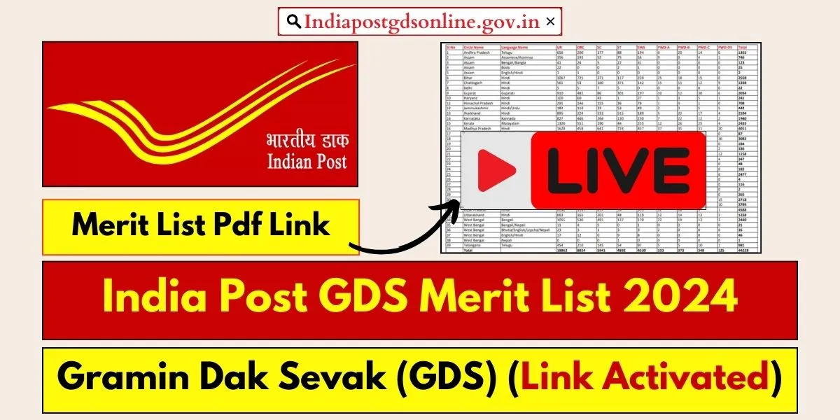 India Post GDS Merit List 2024