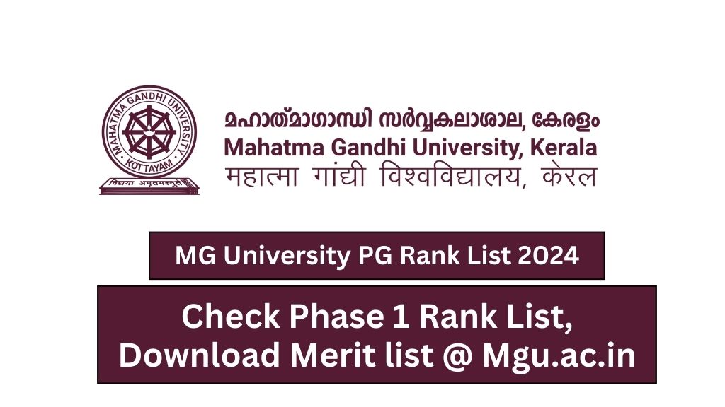 MG University PG Rank List 2024