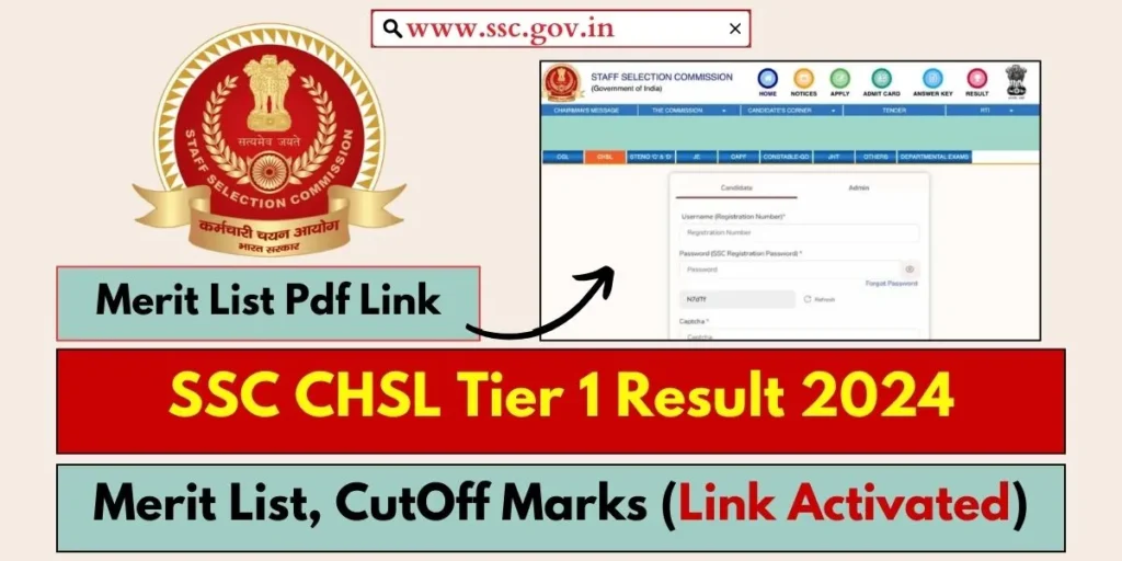 SSC CHSL Tier 1 Result 2024 Released, Check Merit List, CutOff Marks